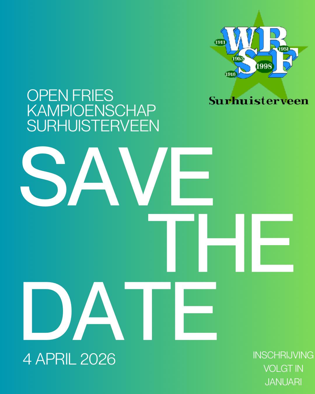 Save the date Open Friese Kampioenschappen (OFK) 4 april 2026